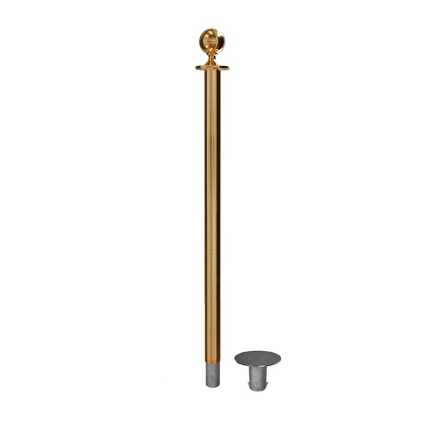Montour Line Stanchion Post and Rope Removable Base Sat.Brass Post Ball Top SP400R-BA-SB - main